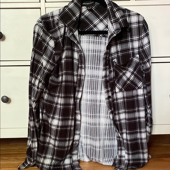 Streetwear Society Tops - Streetwear Society Black and White Checkered Shirt
